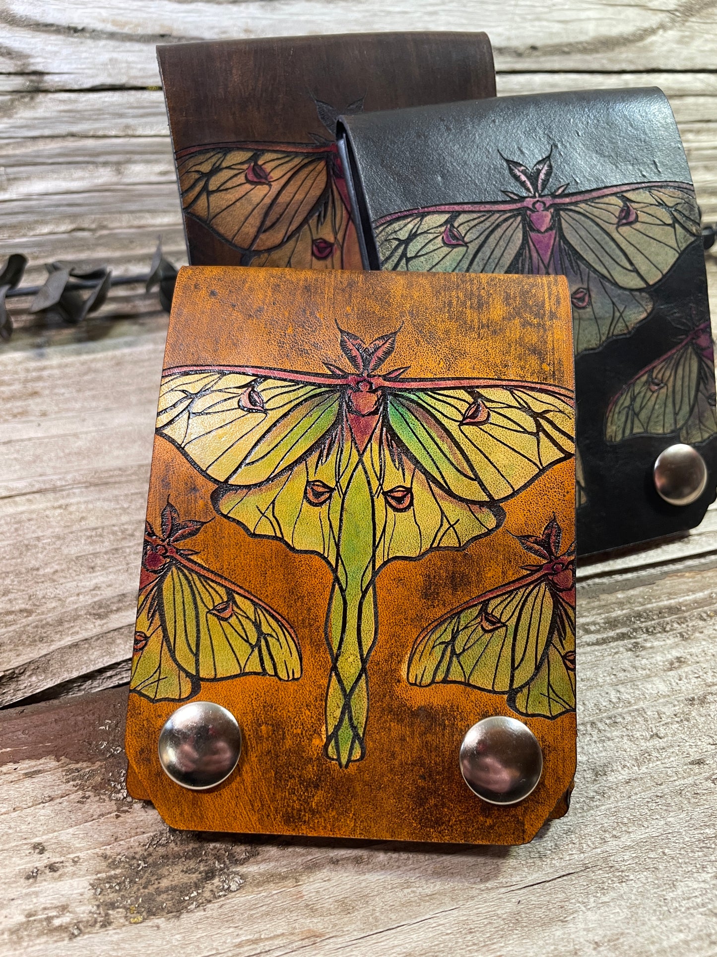 Luna Moth Leather Snap Wallet