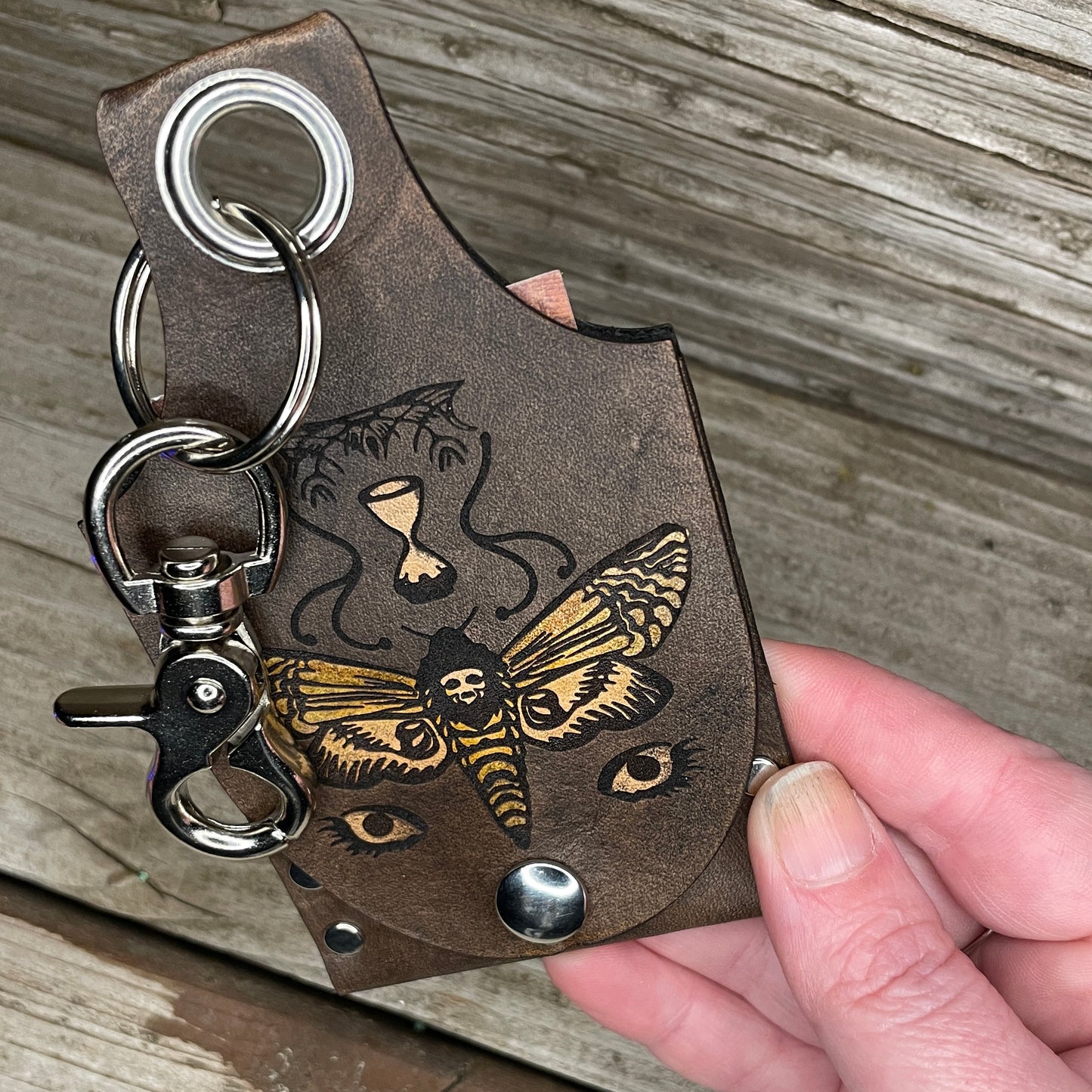 Death Moth Leather KeyChain Card Wallet