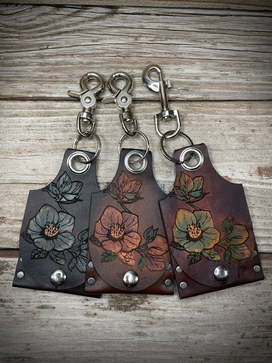 Hellebore Rose Leather KeyChain Card Wallet