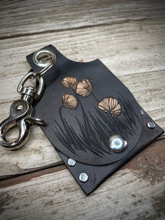 Poppies Leather KeyChain Card Wallet