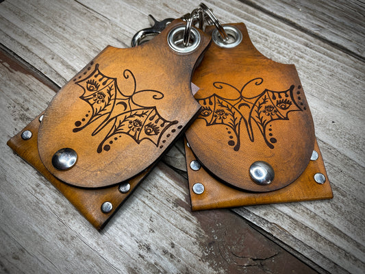Optic Moth Leather KeyChain Card Wallet
