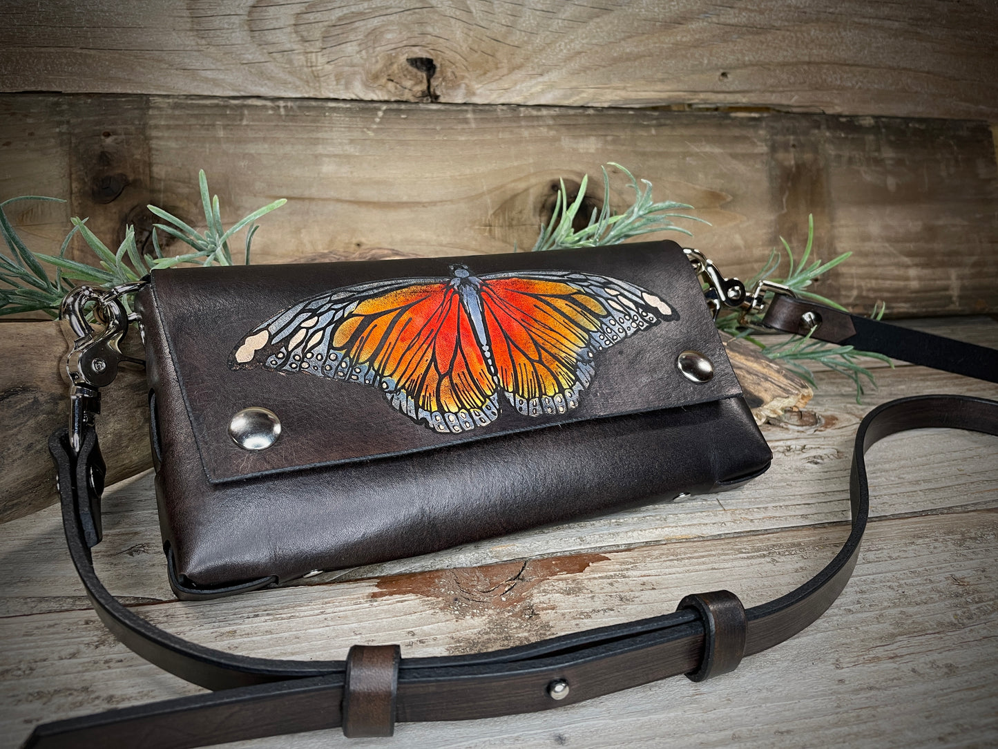 Monarch Leather Crossbody  Belt Bag