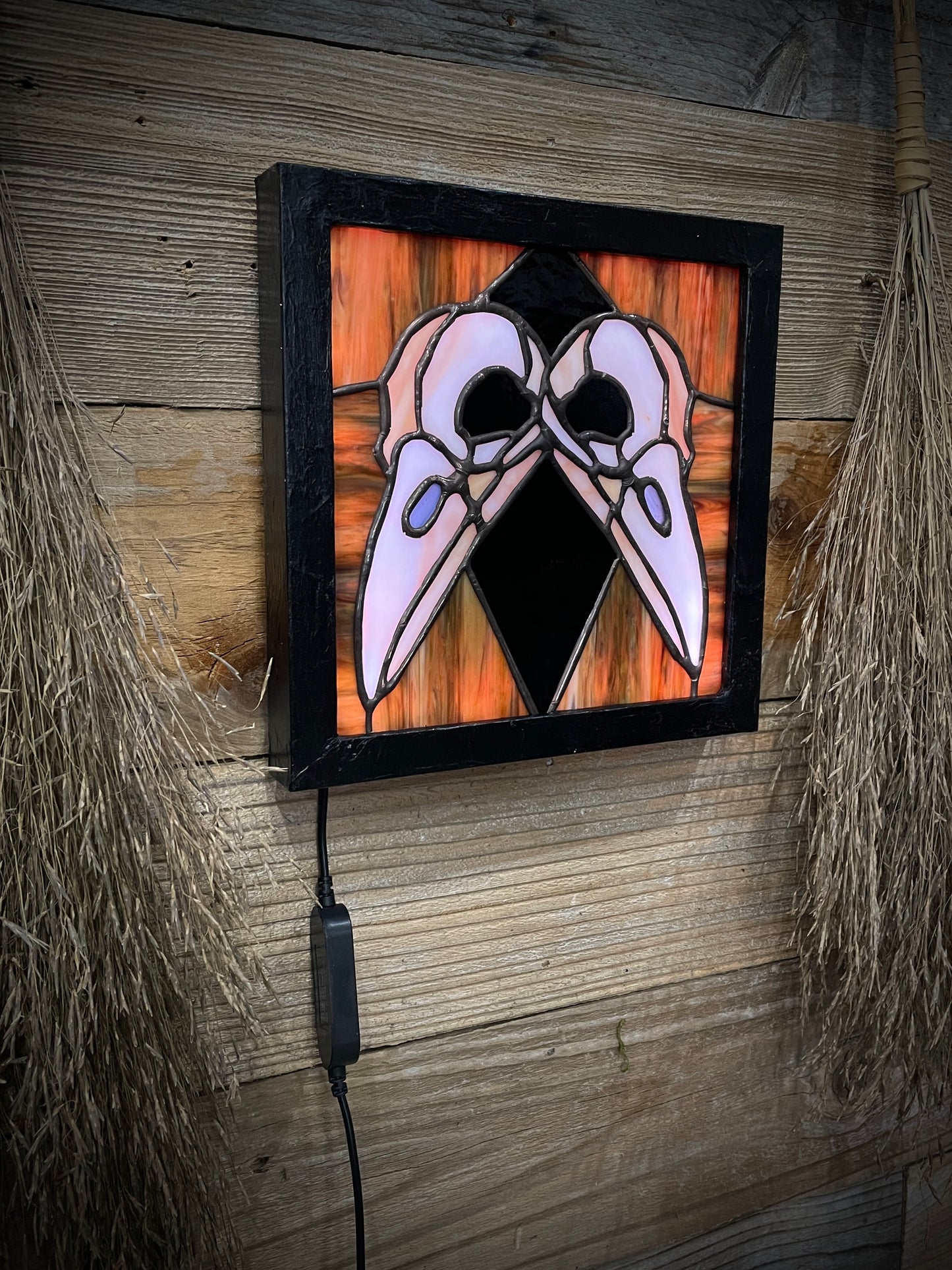 Raven Skull Stained-glass Light box
