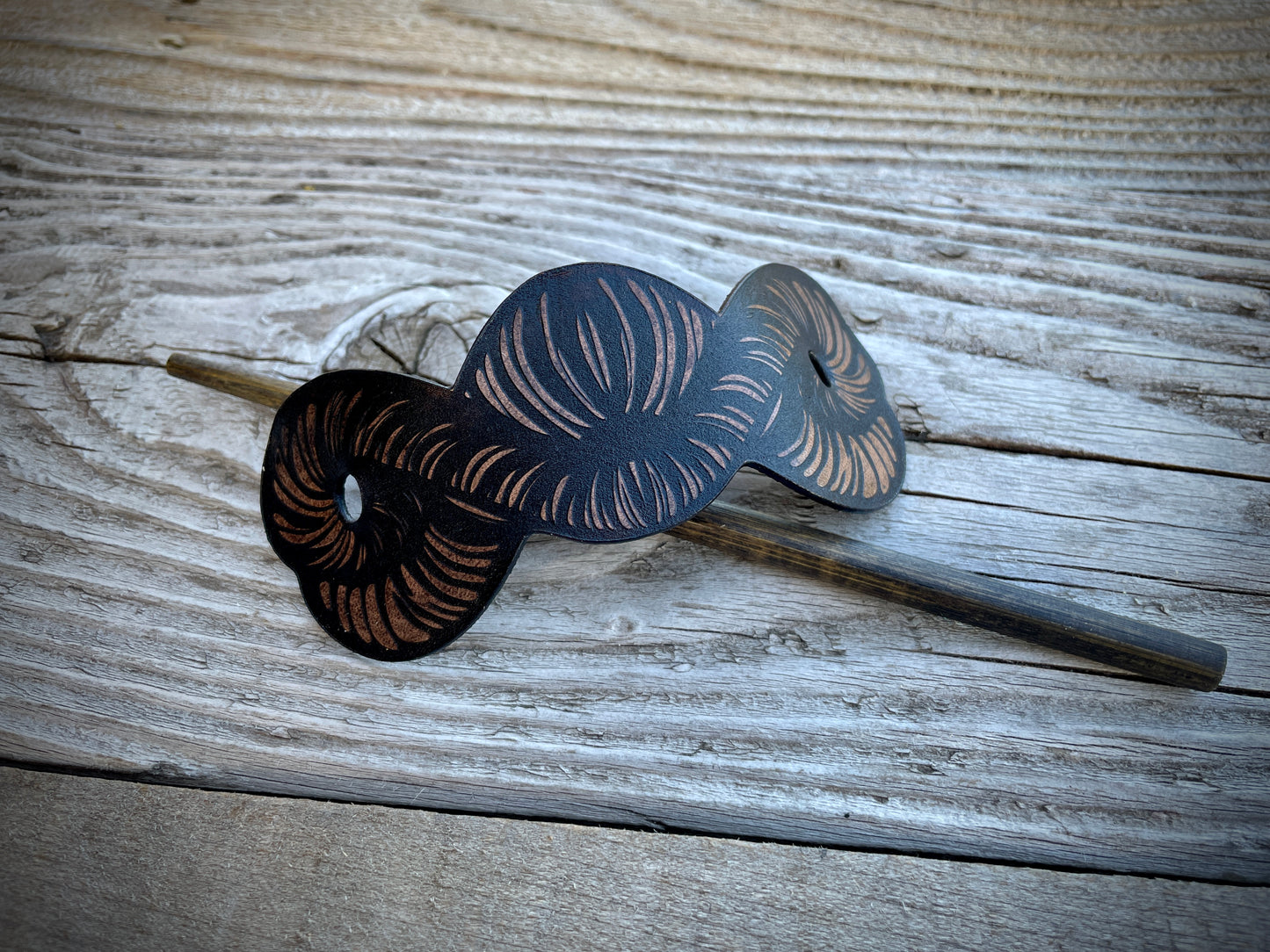 Coiled Leather Hair Pin
